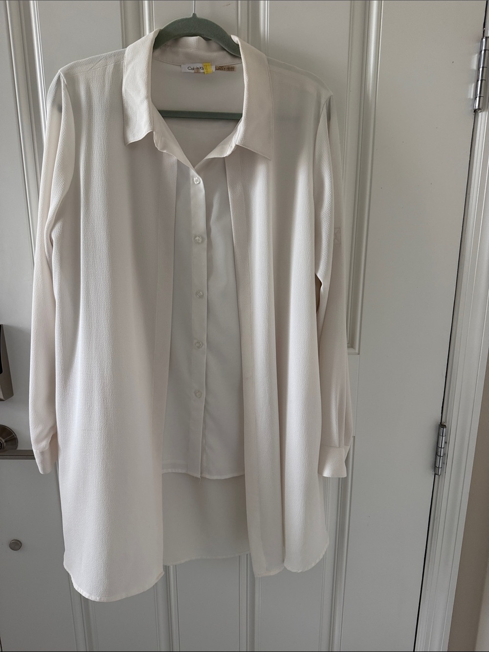 Calvin Klein Ivory relaxed long blouse